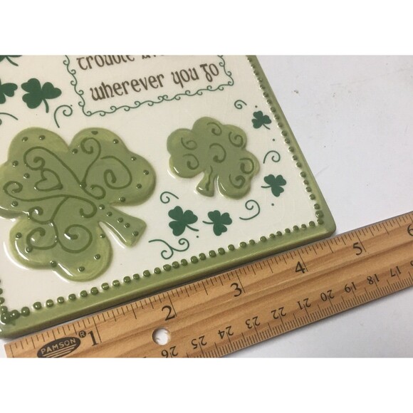 Irish Blessing Ceramic Wall Plaque Home Door Decor 4.5x6.5" Shamrock St Patrick - Picture 4 of 4